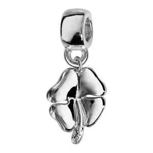 CHARMS COULISSANT ARGENT RHODIÉ SUSPENDU TREFLE LISSE
