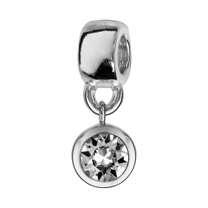 CHARMS COULISSANT ARGENT RHODIÉ SUSPENDU OXYDE BLANC SERTI CLOS