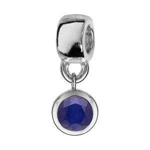 CHARMS COULISSANT ARGENT RHODIÉ SUSPENDU OXYDE BLEU SERTI CLOS
