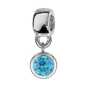 CHARMS COULISSANT ARGENT RHODIÉ SUSPENDU OXYDE BLEU CIEL SERTI CLOS