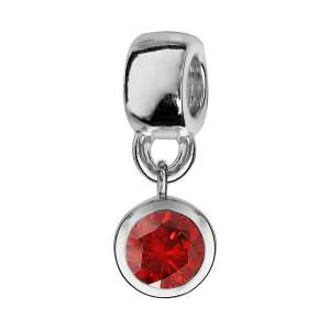 CHARMS COULISSANT ARGENT RHODIÉ SUSPENDU OXYDE ROUGE SERTI CLOS