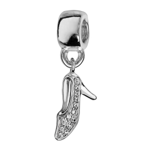 CHARMS COULISSANT ARGENT RHODIÉ SUSPENDU ESCARPIN OXYDES BLANCS SERTIS