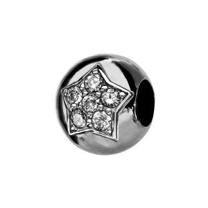 CHARMS COULISSANT ARGENT RHODIÉ BOULE ETOILE 5 OXYDES BLANCS SERTIS