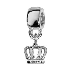 CHARMS COULISSANT ARGENT RHODIÉ SUSPENDU COURONNE