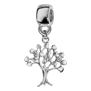 CHARMS COULISSANT ARGENT RHODIÉ SUSPENDU ARBRE DE VIE EMPIERRES