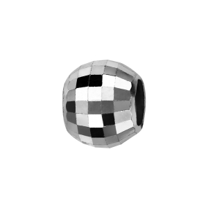 CHARMS COULISSANT ARGENT RHODIÉ BOULE FACETE CARRÉ 10x5MM
