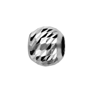 CHARMS COULISSANT ARGENT RHODIÉ BOULE FACETEE LOSANGE 10x5MM