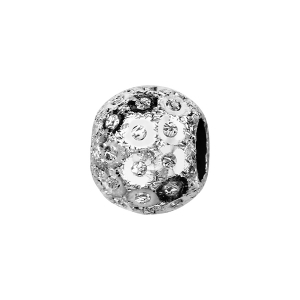 CHARMS COULISSANT ARGENT RHODIÉ BOULE PAILLETE AVEC PASTILLES 10x5MM