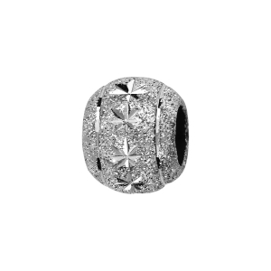 CHARMS COULISSANT ARGENT RHODIÉ BOULE PAILLETE ETOILES 10x5MM