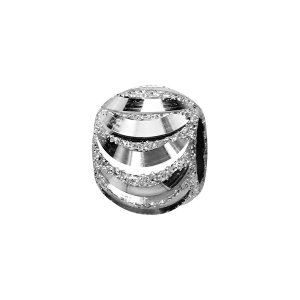 CHARMS COULISSANT ARGENT RHODIÉ BOULE PAILLETE DEMI LUNE 10x5MM