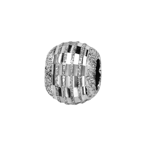 CHARMS COULISSANT ARGENT RHODIÉ BOULE PAILLETE RAINURES FACETEES 10x5MM