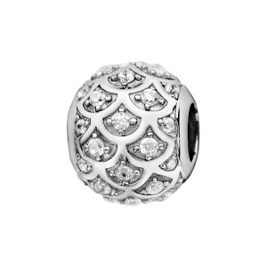 CHARMS COULISSANT ARGENT RHODIÉ BOULE ECAILLES OXYDES BLANCS