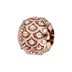 CHARMS COULISSANT ARGENT ET DORURE ROSE BOULE ECAILLES OXYDES BLANCS