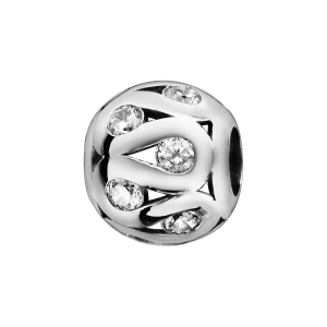 CHARMS COULISSANT ARGENT RHODIÉ BOULE SINUEUSE AJOUREE OXYDES BLANCS