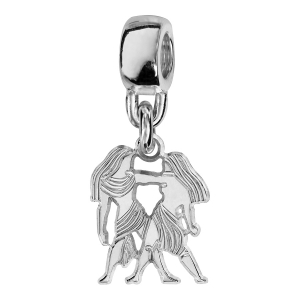 CHARMS COULISSANT ARGENT RHODIÉ ZODIAQUE DECOUPE GEMEAU