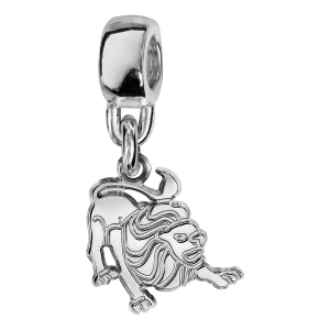 CHARMS COULISSANT ARGENT RHODIÉ ZODIAQUE DECOUPE LION