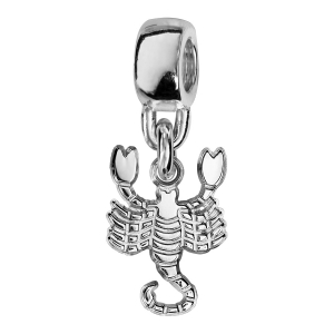 CHARMS COULISSANT ARGENT RHODIÉ ZODIAQUE DECOUPE SCORPION