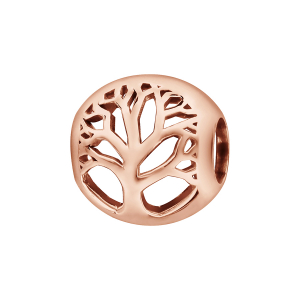 CHARMS COULISSANT ARGENT ET DORURE ROSE BOULE AJOURE MOTIF ARBRE DE VIE