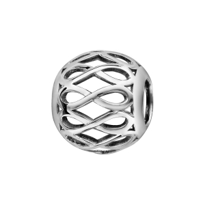 CHARMS COULISSANT ARGENT RHODIÉ BOULE MOTIF INFINI