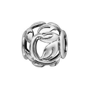 CHARMS COULISSANT ARGENT RHODIÉ BOULE FEUIILES