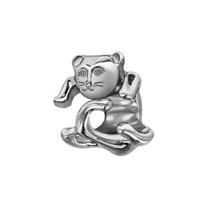 CHARMS COULISSANT ARGENT RHODIÉ CHAT ENROULE