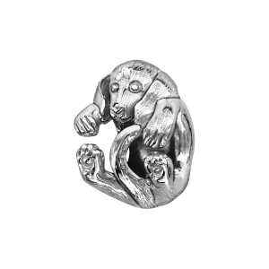 CHARMS COULISSANT ARGENT RHODIÉ CHIEN ENROULE