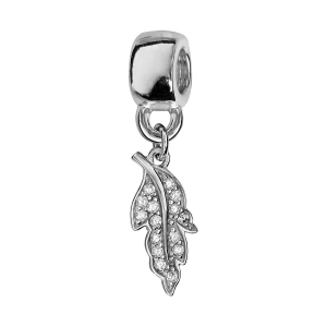 CHARMS COULISSANT ARGENT RHODIÉ FEUILLE OXYDES BLANCS