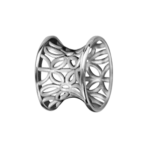 CHARMS COULISSANT SEPARATEUR FORME DIABOLO MOTIF FLEUR AJOUREE ARGENT RHODIÉ
