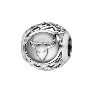 CHARMS COULISSANT ARGENT RHODIÉ ZODIAQUE TAUREAU