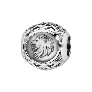 CHARMS COULISSANT ARGENT RHODIÉ ZODIAQUE LION