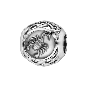 CHARMS COULISSANT ARGENT RHODIÉ ZODIAQUE SCORPION