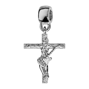 CHARMS COULISSANT ARGENT RHODIÉ CROIX ROCKER OXYDES BLANCS SERTIS