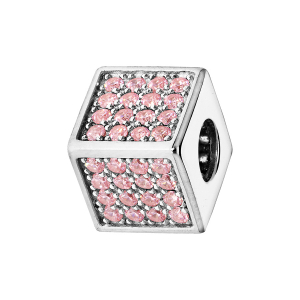 CHARMS COULISSANT ARGENT RHODIÉ CUBE EMPIERRE 64 OXYDES ROSE