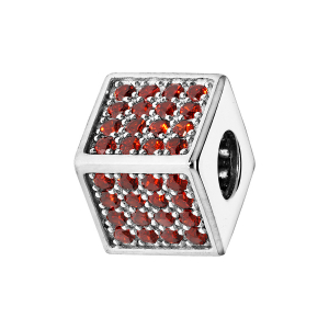 CHARMS COULISSANT ARGENT RHODIÉ CUBE EMPIERRE 64 OXYDES ROUGES
