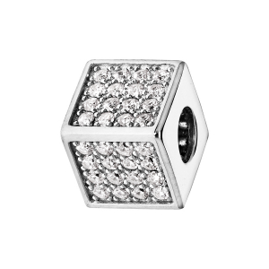 CHARMS COULISSANT ARGENT RHODIÉ CUBE EMPIERRE 64 OXYDES BLANCS