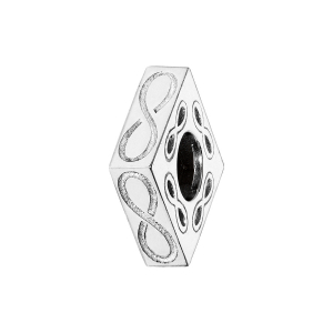 CHARMS COULISSANT ARGENT RHODIÉ CARRÉ GRAVURE INFINI