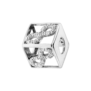 CHARMS COULISSANT ARGENT RHODIÉ CUBE AVEC INFINI EMPIERRE