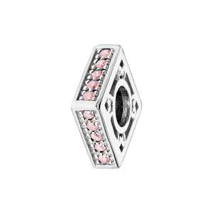 CHARMS COULISSANT ARGENT RHODIE CARRE EMPIERRE ROSE