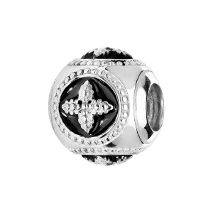 CHARMS COULISSANT ARGENT RHODIÉ RÉSINE NOIRE