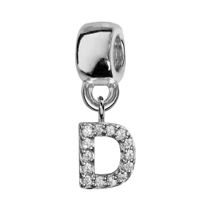 CHARMS COULISSANT ARGENT RHODIÉ INITIALE SUSPENDUE D EMPIERREE