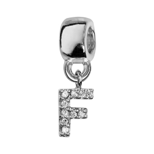 CHARMS COULISSANT ARGENT RHODIÉ INITIALE SUSPENDUE F EMPIERREE