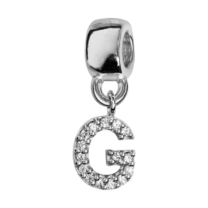 CHARMS COULISSANT ARGENT RHODIÉ INITIALE SUSPENDUE G EMPIERREE