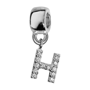 CHARMS COULISSANT ARGENT RHODIÉ INITIALE SUSPENDUE H EMPIERREE