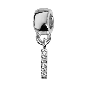 CHARMS COULISSANT ARGENT RHODIÉ INITAILE SUSPENDUE I EMPIERREE