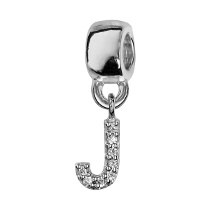 CHARMS COULISSANT ARGENT RHODIÉ INITAILE SUSPENDUE J EMPIERREE