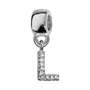 CHARMS COULISSANT ARGENT RHODIÉ INITIALE SUSPENDUE L EMPIERREE