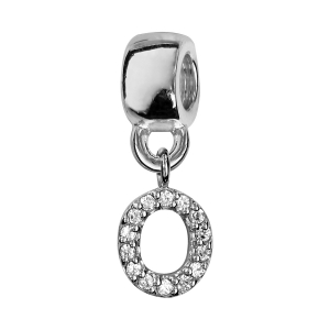 CHARMS COULISSANT ARGENT RHODIÉ INITIALE SUSPENDUE O EMPIERREE