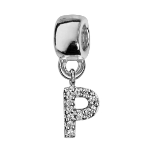 CHARMS COULISSANT ARGENT RHODIÉ INITIALE SUSPENDUE P EMPIERREE