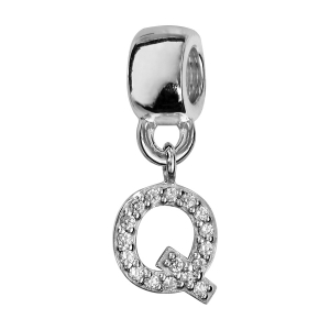 CHARMS COULISSANT ARGENT RHODIÉ INITIALE SUSPENDUE Q EMPIERREE