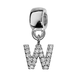 CHARMS COULISSANT ARGENT RHODIÉ INITIALE  SUSPENDUE W EMPIERREE